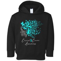 Cervical Cancer Awareness Teal Butterflies Toddler Hoodie