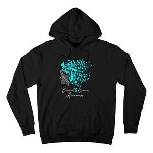 Cervical Cancer Awareness Teal Butterflies Tall Hoodie