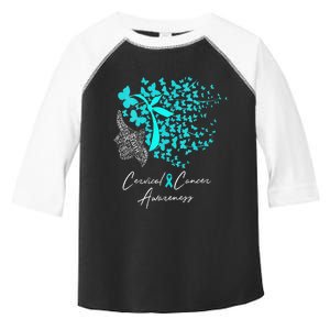 Cervical Cancer Awareness Teal Butterflies Toddler Fine Jersey T-Shirt