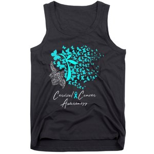 Cervical Cancer Awareness Teal Butterflies Tank Top