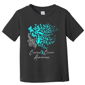 Cervical Cancer Awareness Teal Butterflies Toddler T-Shirt