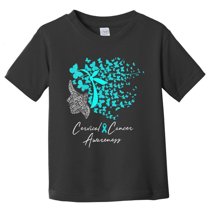 Cervical Cancer Awareness Teal Butterflies Toddler T-Shirt