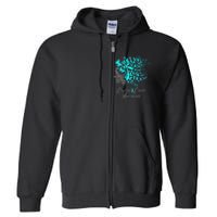 Cervical Cancer Awareness Teal Butterflies Full Zip Hoodie