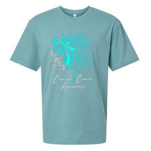 Cervical Cancer Awareness Teal Butterflies Sueded Cloud Jersey T-Shirt