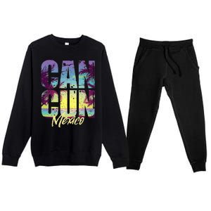 Cool Cancun Art Women Mexico Vacation Souvenir Summer Premium Crewneck Sweatsuit Set