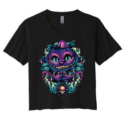 Cheshire Cat Alice in Wonderland Women's Crop Top Tee