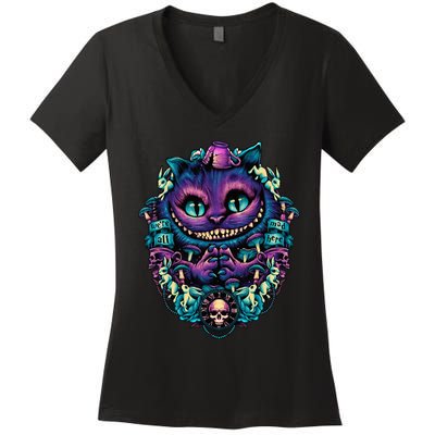 Cheshire Cat Alice in Wonderland Women's V-Neck T-Shirt