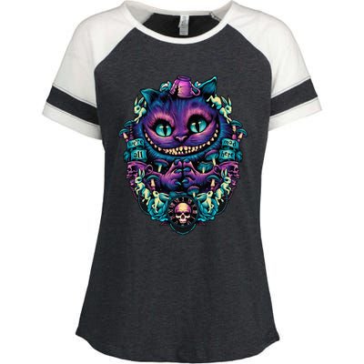 Cheshire Cat Alice in Wonderland Enza Ladies Jersey Colorblock Tee