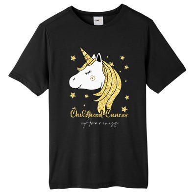 Childhood Cancer Awareness Unicorn Ribbon Twinkle Gold Tall Fusion ChromaSoft Performance T-Shirt