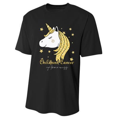 Childhood Cancer Awareness Unicorn Ribbon Twinkle Gold Performance Sprint T-Shirt