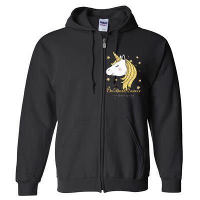 Childhood Cancer Awareness Unicorn Ribbon Twinkle Gold Full Zip Hoodie