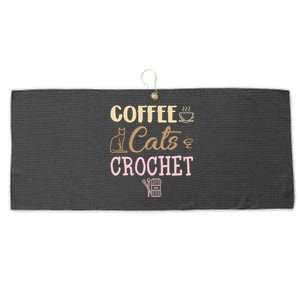 Coffee Cats And Crochet Knitting And Crocheting For Cat Lovers Meaningful Gift Large Microfiber Waffle Golf Towel