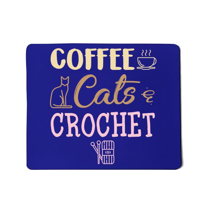 Coffee Cats And Crochet Knitting And Crocheting For Cat Lovers Meaningful Gift Mousepad