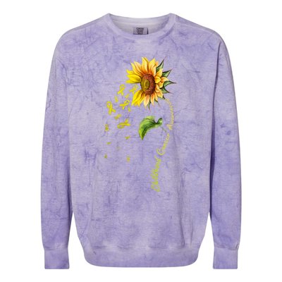 Childhood Cancer Awareness Sunflower Design Colorblast Crewneck Sweatshirt