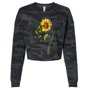 Childhood Cancer Awareness Sunflower Design Cropped Pullover Crew