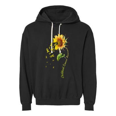 Childhood Cancer Awareness Sunflower Design Garment-Dyed Fleece Hoodie