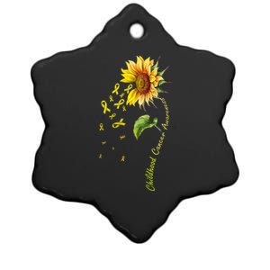 Childhood Cancer Awareness Sunflower Design Ceramic Star Ornament