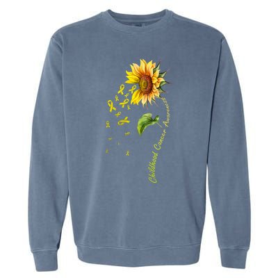 Childhood Cancer Awareness Sunflower Design Garment-Dyed Sweatshirt