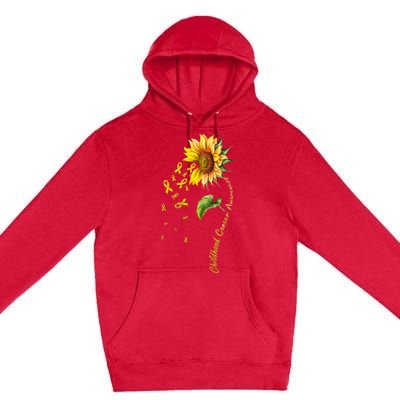 Childhood Cancer Awareness Sunflower Design Premium Pullover Hoodie