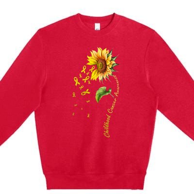 Childhood Cancer Awareness Sunflower Design Premium Crewneck Sweatshirt