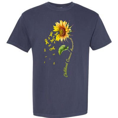 Childhood Cancer Awareness Sunflower Design Garment-Dyed Heavyweight T-Shirt