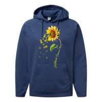 Childhood Cancer Awareness Sunflower Design Performance Fleece Hoodie