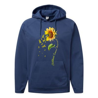 Childhood Cancer Awareness Sunflower Design Performance Fleece Hoodie