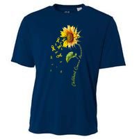 Childhood Cancer Awareness Sunflower Design Cooling Performance Crew T-Shirt