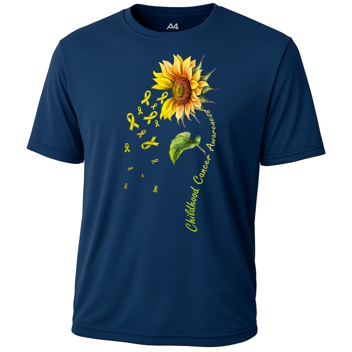 Childhood Cancer Awareness Sunflower Design Cooling Performance Crew T-Shirt