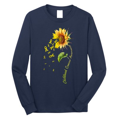 Childhood Cancer Awareness Sunflower Design Long Sleeve Shirt