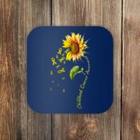 Childhood Cancer Awareness Sunflower Design Coaster