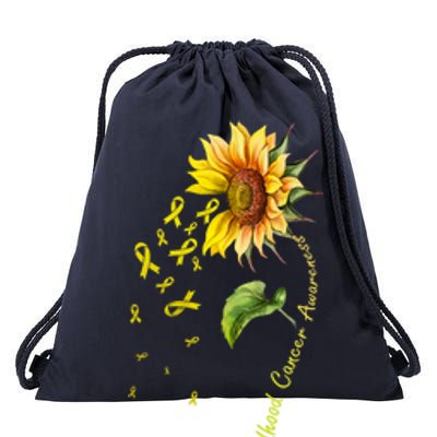 Childhood Cancer Awareness Sunflower Design Drawstring Bag