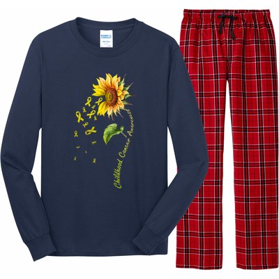 Childhood Cancer Awareness Sunflower Design Long Sleeve Pajama Set