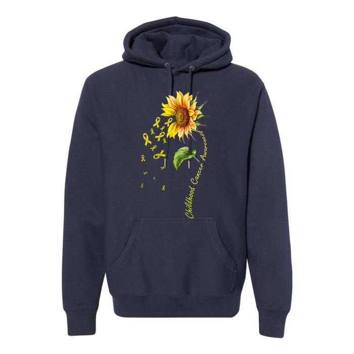 Childhood Cancer Awareness Sunflower Design Premium Hoodie