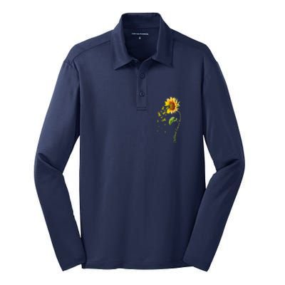 Childhood Cancer Awareness Sunflower Design Silk Touch Performance Long Sleeve Polo