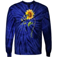 Childhood Cancer Awareness Sunflower Design Tie-Dye Long Sleeve Shirt