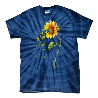 Childhood Cancer Awareness Sunflower Design Tie-Dye T-Shirt