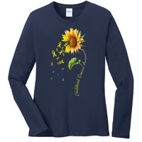 Childhood Cancer Awareness Sunflower Design Ladies Long Sleeve Shirt