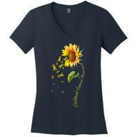 Childhood Cancer Awareness Sunflower Design Women's V-Neck T-Shirt