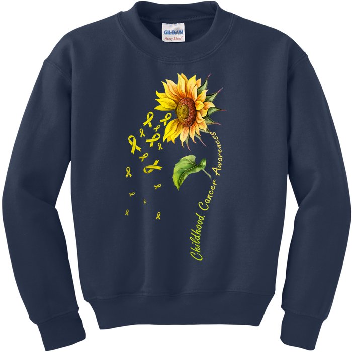 Childhood Cancer Awareness Sunflower Design Kids Sweatshirt