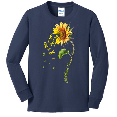 Childhood Cancer Awareness Sunflower Design Kids Long Sleeve Shirt