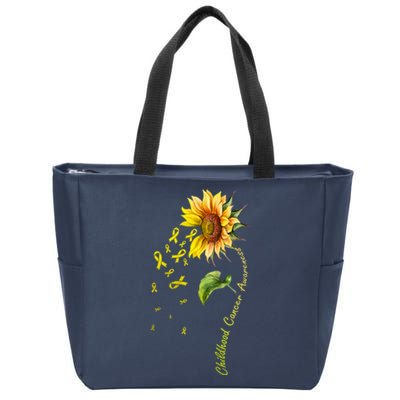 Childhood Cancer Awareness Sunflower Design Zip Tote Bag