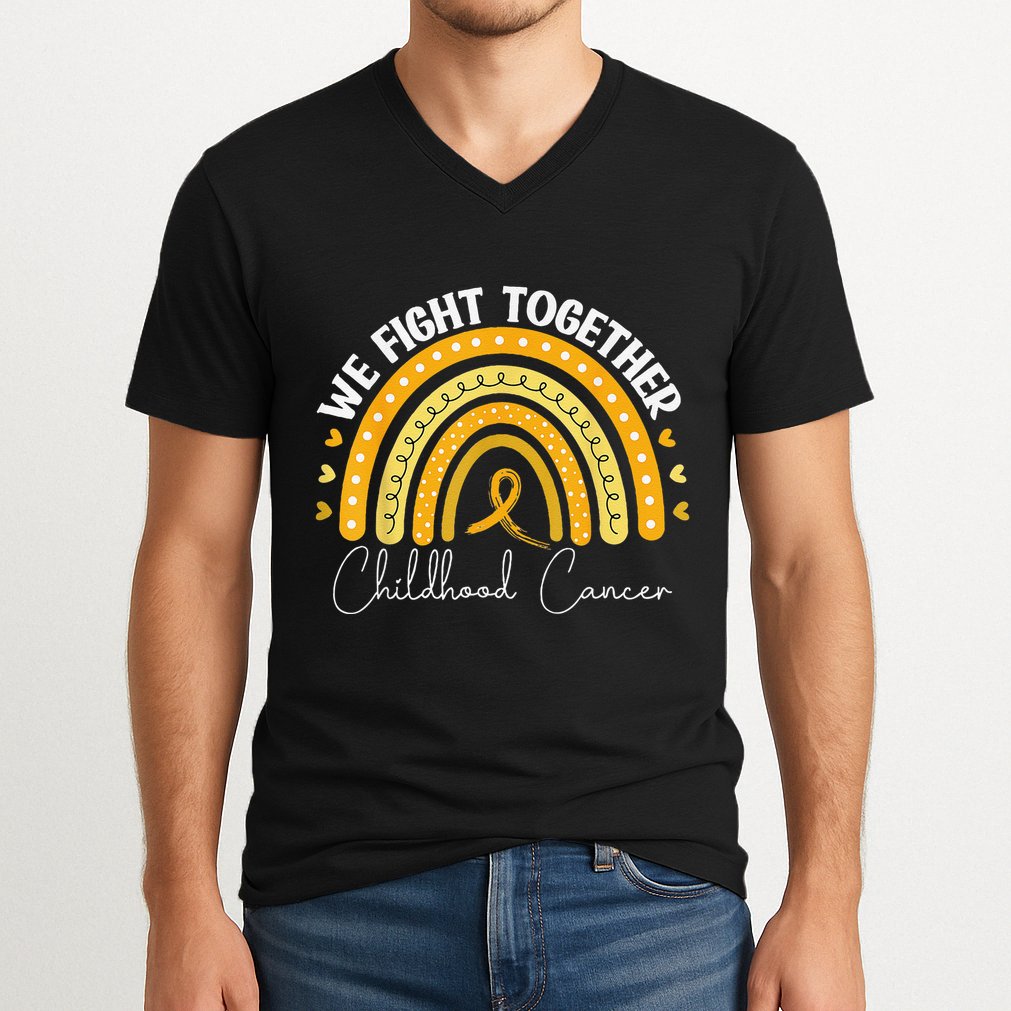 Childhood Cancer Awareness Gold Ribbon V-Neck T-Shirt