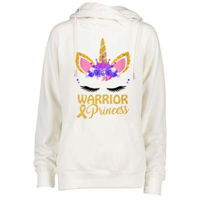 Childhood Cancer Awareness Unicorn Warrior Princess Womens Funnel Neck Pullover Hood