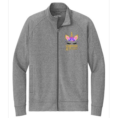 Childhood Cancer Awareness Unicorn Warrior Princess Stretch Full-Zip Cadet Jacket