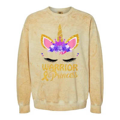 Childhood Cancer Awareness Unicorn Warrior Princess Colorblast Crewneck Sweatshirt