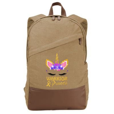 Childhood Cancer Awareness Unicorn Warrior Princess Cotton Canvas Backpack