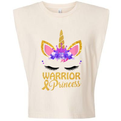 Childhood Cancer Awareness Unicorn Warrior Princess Garment-Dyed Women's Muscle Tee