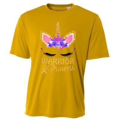 Childhood Cancer Awareness Unicorn Warrior Princess Cooling Performance Crew T-Shirt