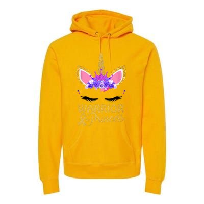 Childhood Cancer Awareness Unicorn Warrior Princess Premium Hoodie